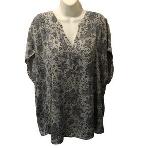 Torrid BLUE PAISLEY GEORGETTE DOLMAN BLOUSE Top Sz 3X 22-24”Career Lightweight